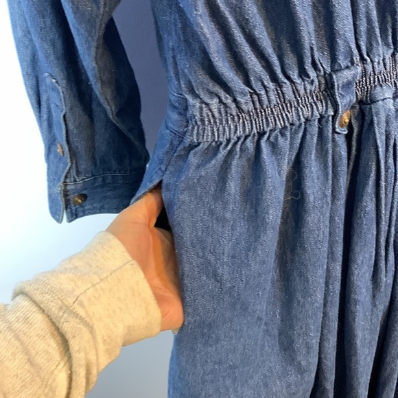 Eddie Bauer dress button down removable collar denim long sleeve pockets L farm - Picture 7 of 13